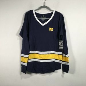 Colosseum Michigan Wolverines Long Sleeve Shirt, Women's Size S - Navy/Yellow